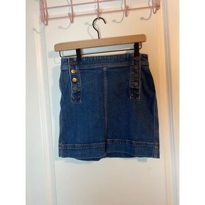 LOFT Denim‎ Skirt Button Front High Waist Blue Size 00P